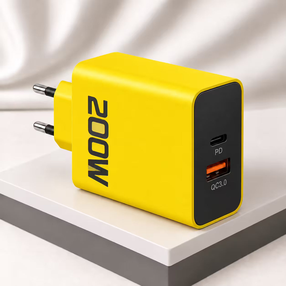 Chargeur Rapide 200W PD & QC + 2 Câbles Tressés USB-C 1 m et 2 m