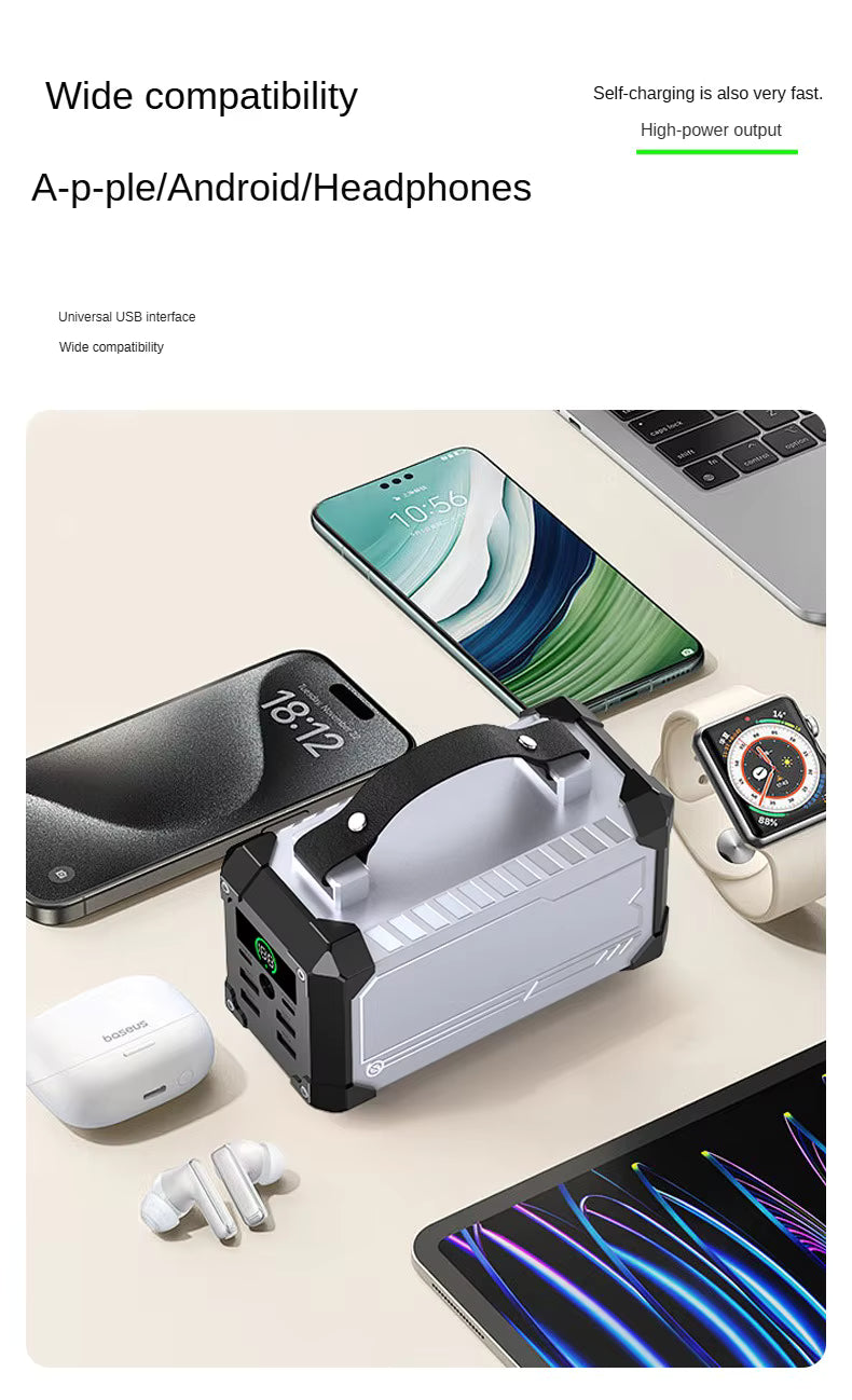 PowerBank haute capacité 60000mAh, charge rapide 22.5W 4 câbles intégrés, lumière LED
