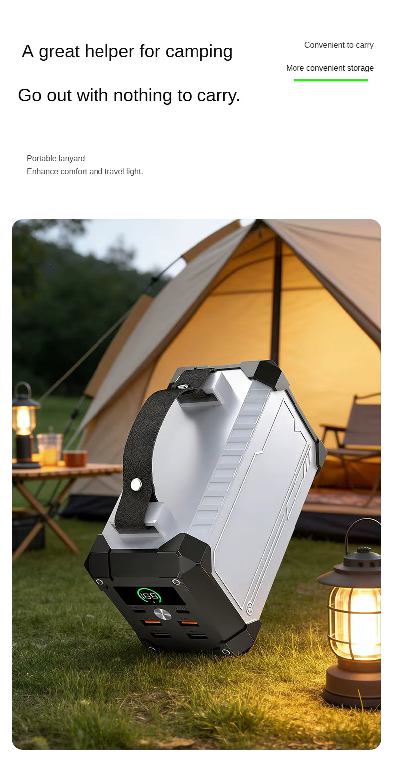 PowerBank haute capacité 60000mAh, charge rapide 22.5W 4 câbles intégrés, lumière LED