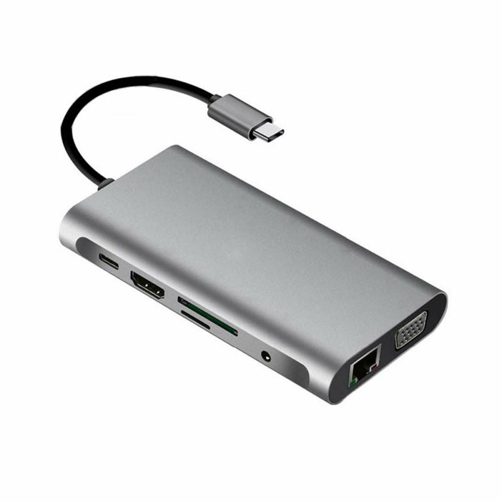 Power Bank USB-C 10-en-1 Multifonction – 4K HDMI, VGA, Gigabit Ethernet &amp; Recharge PD 100W